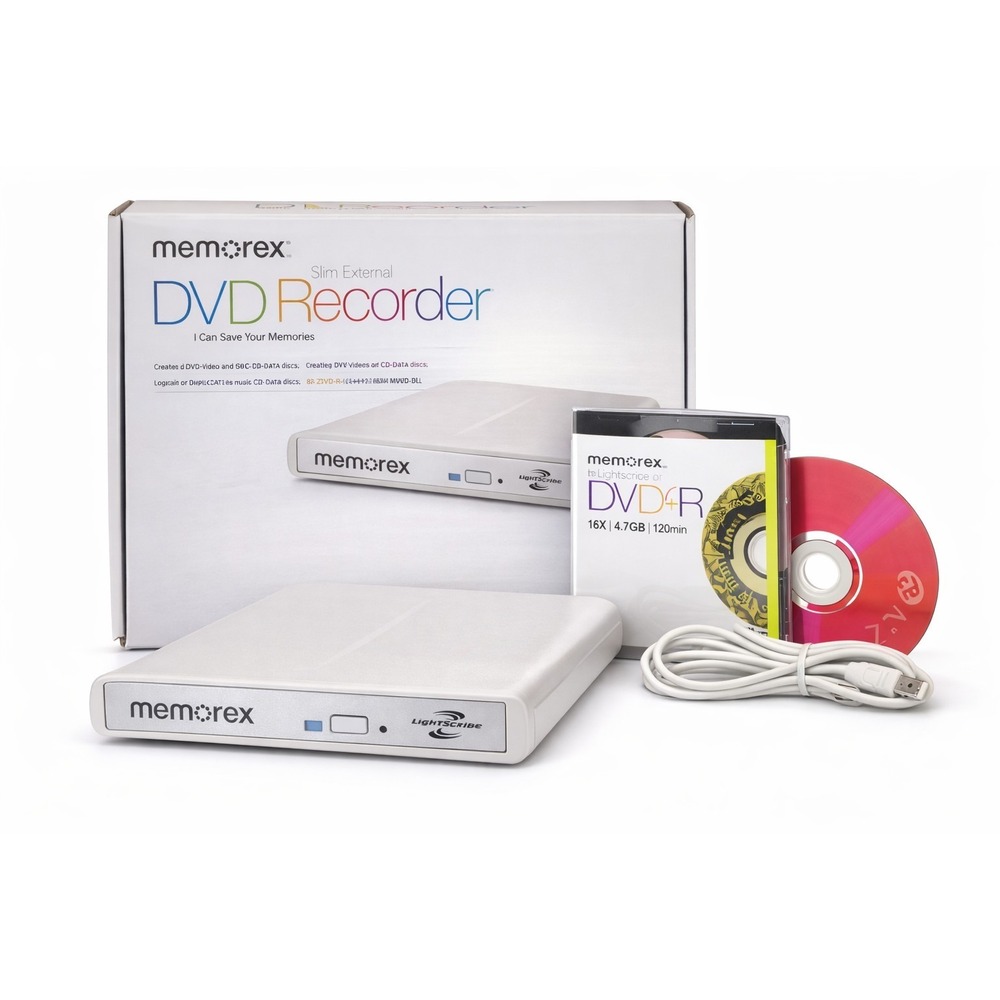 Memorex Slim External DVD Recorder MRX-650LE v1 LightScribe Untested w Box...